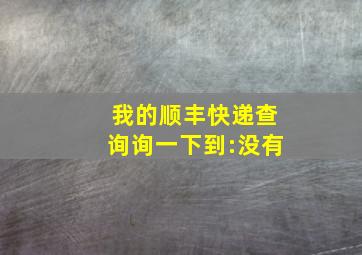 我的顺丰快递查询询一下到:没有