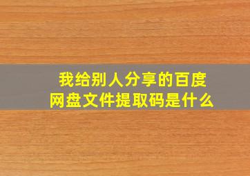 我给别人分享的百度网盘文件提取码是什么