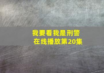 我要看我是刑警在线播放第20集