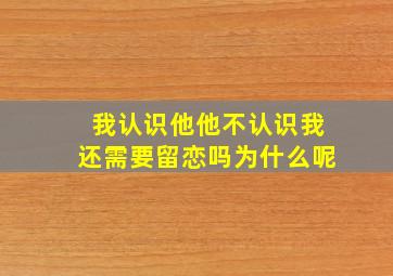 我认识他他不认识我还需要留恋吗为什么呢