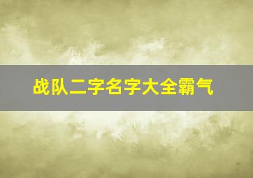 战队二字名字大全霸气