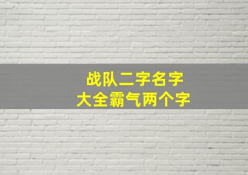 战队二字名字大全霸气两个字