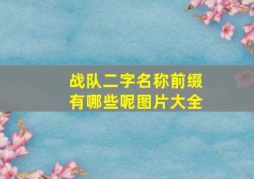 战队二字名称前缀有哪些呢图片大全