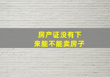 房产证没有下来能不能卖房子