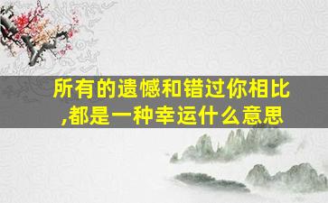 所有的遗憾和错过你相比,都是一种幸运什么意思