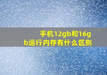 手机12gb和16gb运行内存有什么区别