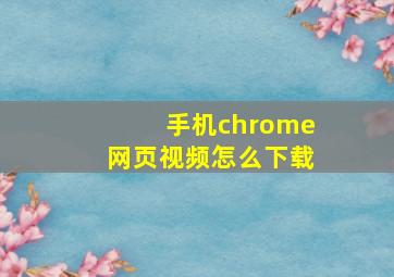 手机chrome网页视频怎么下载