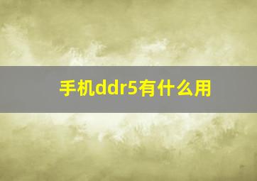 手机ddr5有什么用