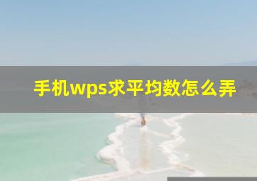 手机wps求平均数怎么弄