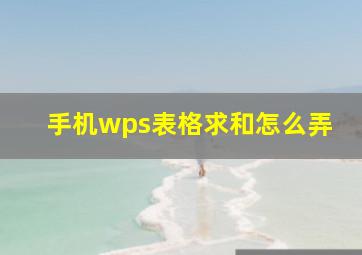 手机wps表格求和怎么弄