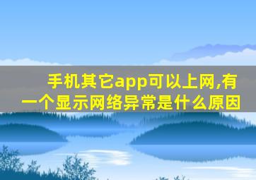 手机其它app可以上网,有一个显示网络异常是什么原因