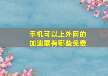 手机可以上外网的加速器有哪些免费