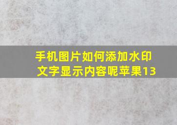 手机图片如何添加水印文字显示内容呢苹果13