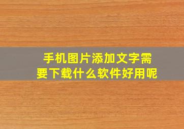 手机图片添加文字需要下载什么软件好用呢