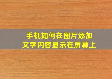 手机如何在图片添加文字内容显示在屏幕上