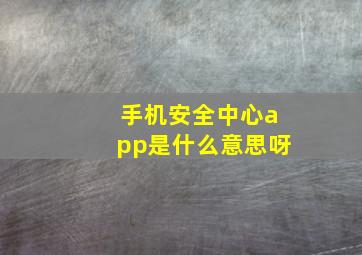 手机安全中心app是什么意思呀