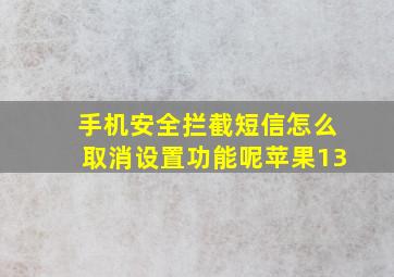 手机安全拦截短信怎么取消设置功能呢苹果13