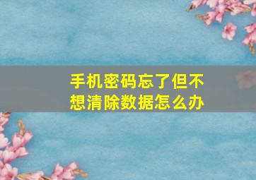 手机密码忘了但不想清除数据怎么办