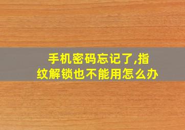 手机密码忘记了,指纹解锁也不能用怎么办