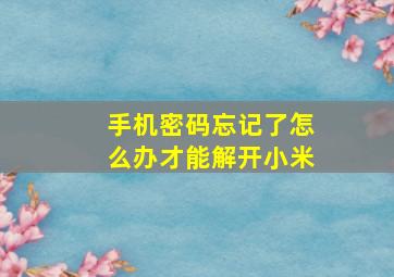 手机密码忘记了怎么办才能解开小米