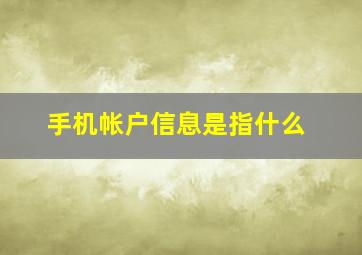 手机帐户信息是指什么