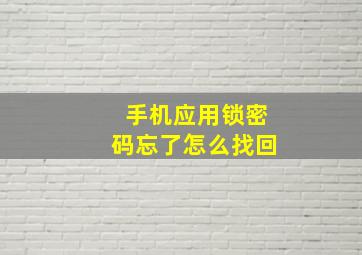 手机应用锁密码忘了怎么找回