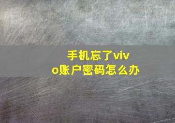 手机忘了vivo账户密码怎么办