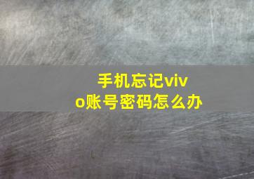 手机忘记vivo账号密码怎么办