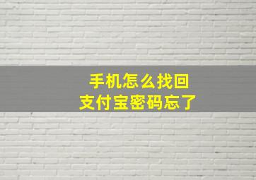 手机怎么找回支付宝密码忘了