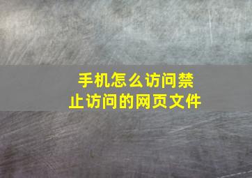 手机怎么访问禁止访问的网页文件