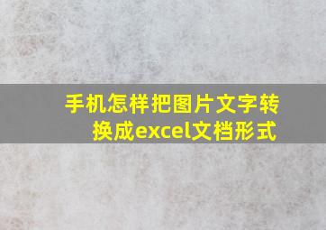 手机怎样把图片文字转换成excel文档形式