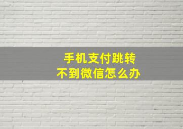 手机支付跳转不到微信怎么办