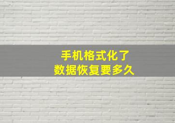 手机格式化了数据恢复要多久