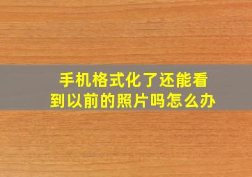 手机格式化了还能看到以前的照片吗怎么办