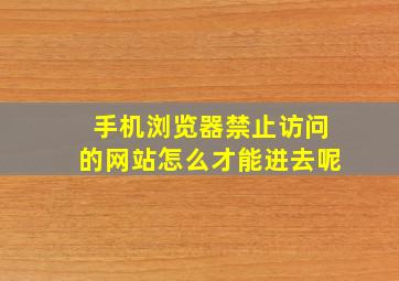 手机浏览器禁止访问的网站怎么才能进去呢