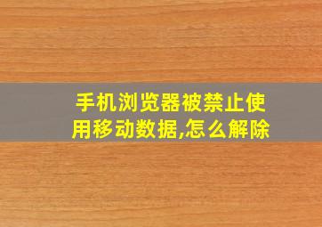 手机浏览器被禁止使用移动数据,怎么解除