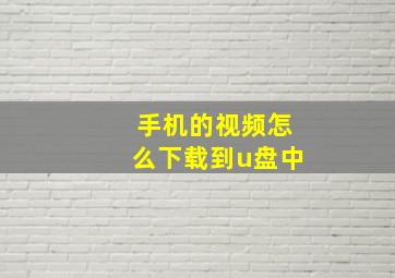 手机的视频怎么下载到u盘中