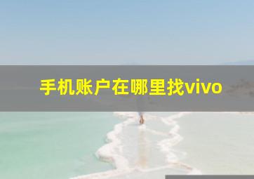 手机账户在哪里找vivo