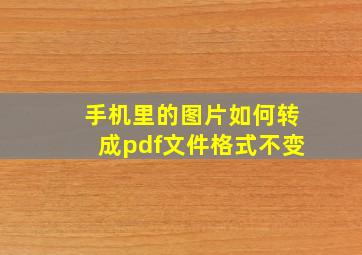 手机里的图片如何转成pdf文件格式不变