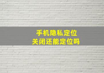 手机隐私定位关闭还能定位吗