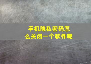 手机隐私密码怎么关闭一个软件呢