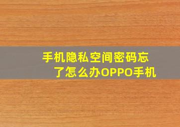 手机隐私空间密码忘了怎么办OPPO手机