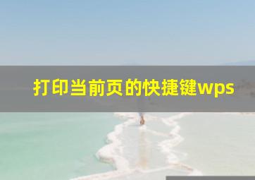 打印当前页的快捷键wps