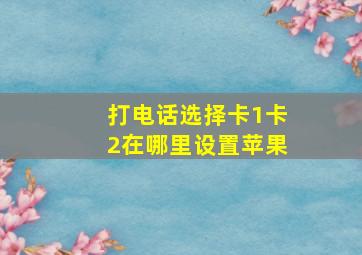 打电话选择卡1卡2在哪里设置苹果