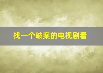 找一个破案的电视剧看