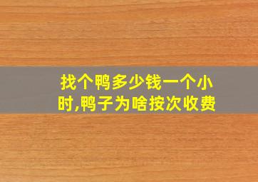 找个鸭多少钱一个小时,鸭子为啥按次收费