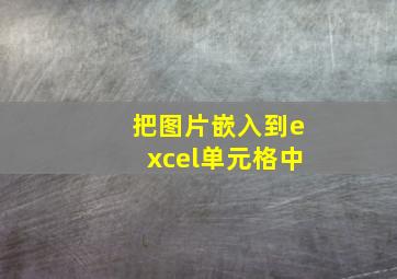 把图片嵌入到excel单元格中