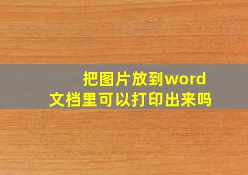 把图片放到word文档里可以打印出来吗