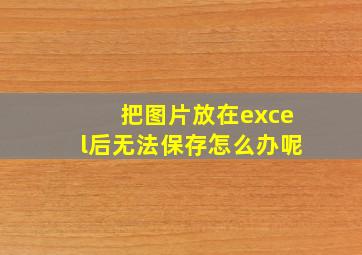 把图片放在excel后无法保存怎么办呢