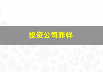 投资公司咋样